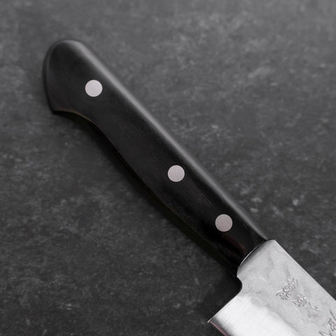 Gyuto Blue Steel #2 Stainless Clad Tsuchime Western Black Handle 180mm (7”)-[Musashi]-[Japanese-Kitchen-Knives]