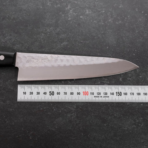 Gyuto Blue Steel #2 Stainless Clad Tsuchime Western Black Handle 180mm (7”)-[Musashi]-[Japanese-Kitchen-Knives]