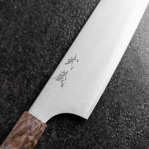 Gyuto Blue Super Polished Maple Handle 210mm (8.3”)-[Musashi]-[Japanese-Kitchen-Knives]