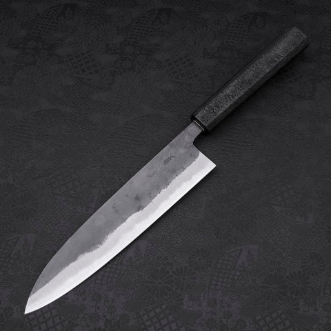Gyuto Blue Steel #2 Kurouchi Black Ishime Urushi Handle 210M-[Musashi]-[Japanese-Kitchen-Knives]
