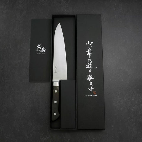 Gyuto Molybdenum Polished Western Black Handle 180mm (7”)-[Musashi]-[Japanese-Kitchen-Knives]