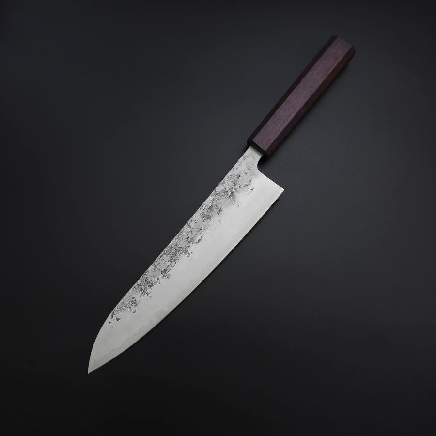 Gyuto SLD Nashiji Washi Purple Urushi Handle 210mm (8.3”)-[Musashi]-[Japanese-Kitchen-Knives]