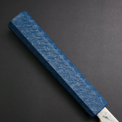 Gyuto SLD Wave Nickel Damascus Blue Urushi Handle 180mm (7”)-[Musashi]-[Japanese-Kitchen-Knives]
