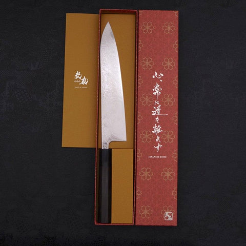 Gyuto SLD Wave Nickel Damascus Buffalo Ebony Handle 240mm (9.4”)-[Musashi]-[Japanese-Kitchen-Knives]