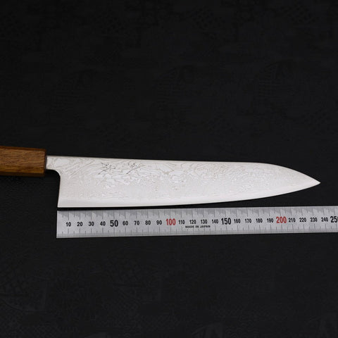 Gyuto SLD Wave Nickel Damascus Yaki Urushi Handle 240mm (9.4”)-[Musashi]-[Japanese-Kitchen-Knives]