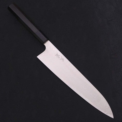 Gyuto Silver Steel #3 Damascus Buffalo Ebony Handle 240mm (9.4”)-[Musashi]-[Japanese-Kitchen-Knives]