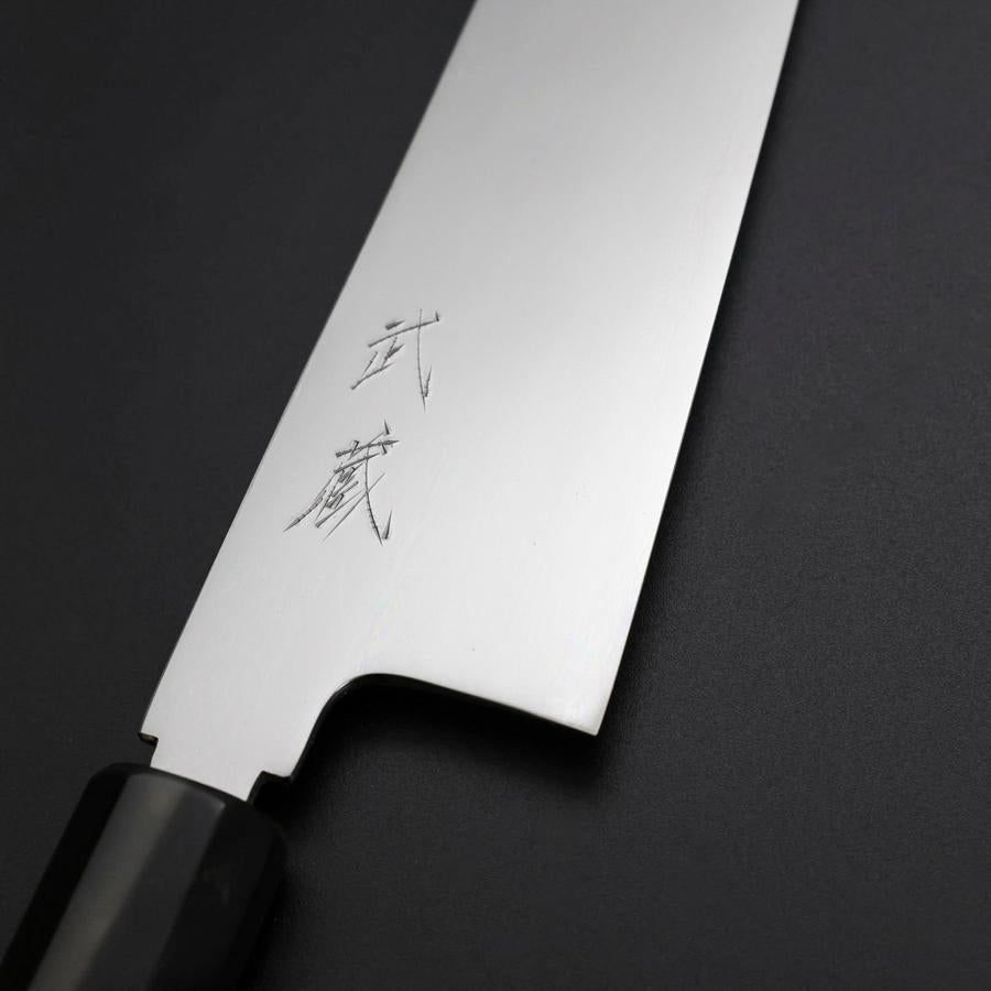 Gyuto Silver Steel #3 Mirror Honyaki Buffalo Ebony Handle 210mm (8.3”)-[Musashi]-[Japanese-Kitchen-Knives]
