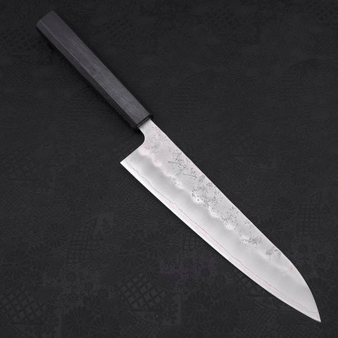 Gyuto Silver Steel #3 Nashiji Dark Blue Urushi Handle 210mm (8.3”)-[Musashi]-[Japanese-Kitchen-Knives]