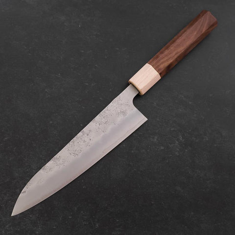 Gyuto Silver Steel #3 Nashiji Maple Walnut Handle 180mm (7”)-[Musashi]-[Japanese-Kitchen-Knives]
