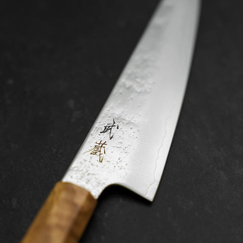 Gyuto Silver Steel #3 Nashiji Olive Handle 150mm (5.9”)-[Musashi]-[Japanese-Kitchen-Knives]