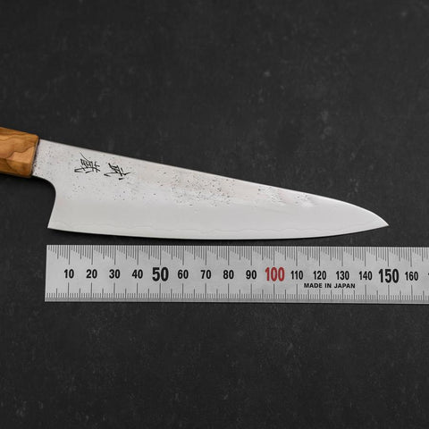 Gyuto Silver Steel #3 Nashiji Olive Handle 150mm (5.9”)-[Musashi]-[Japanese-Kitchen-Knives]