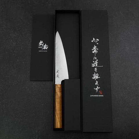Gyuto Silver Steel #3 Nashiji Olive Handle 150mm (5.9”)-[Musashi]-[Japanese-Kitchen-Knives]