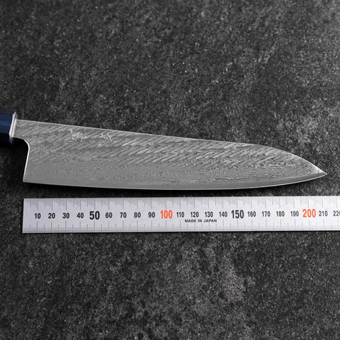 Gyuto Silver Steel #3 Nawame Damascus Dark Blue Urushi Handle 210mm (8.3”)-[Musashi]-[Japanese-Kitchen-Knives]
