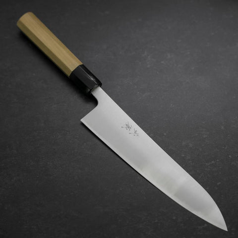 Gyuto Silver Steel #3 Polished Buffalo Magnolia Handle 210mm (8.3”)-[Musashi]-[Japanese-Kitchen-Knives]