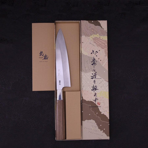 Gyuto Silver Steel #3 Walnut Handle 180mm (7”)-[Musashi]-[Japanese-Kitchen-Knives]