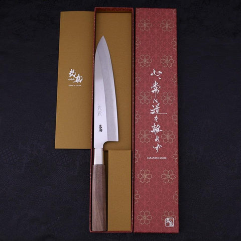 Gyuto Silver Steel #3 Walnut Handle 210mm (8.3”)-[Musashi]-[Japanese-Kitchen-Knives]