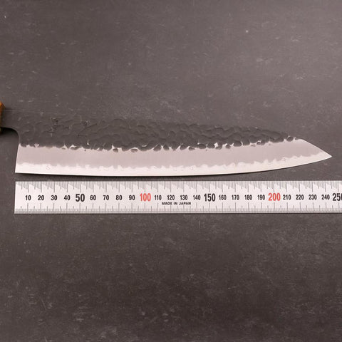 Gyuto Stainless Clad Blue Super Kurouchi Tsuchime Yaki Urushi Handle 240mm (9.4”)-[Musashi]-[Japanese-Kitchen-Knives]