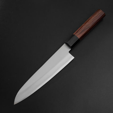 Gyuto Stainless Clad Blue Super Polished Shitan Handle 180mm (7”)-[Musashi]-[Japanese-Kitchen-Knives]