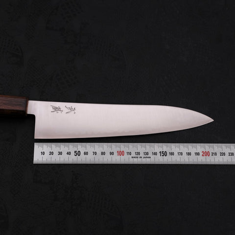 Gyuto Stainless Clad Blue Super Polished Sumi Urushi Handle 210mm (8.3”)-[Musashi]-[Japanese-Kitchen-Knives]