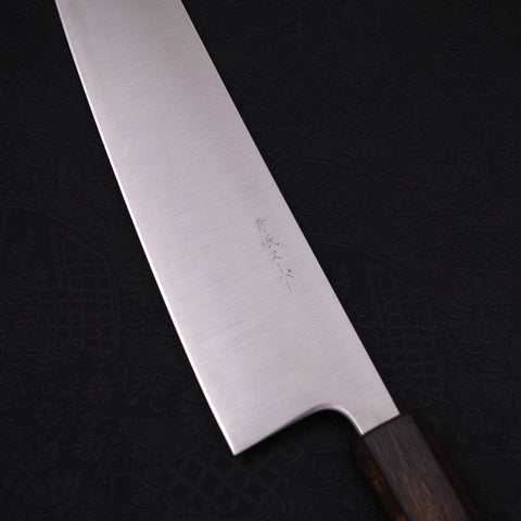 Gyuto Stainless Clad Blue Super Polished Sumi Urushi Handle 240mm (9.4”)-[Musashi]-[Japanese-Kitchen-Knives]