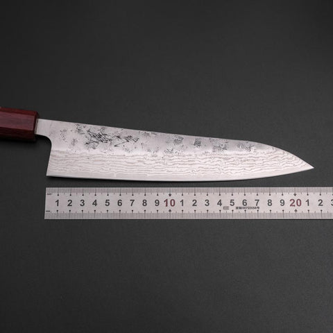Gyuto Sweden Stainless Steel Nashiji Washi Damascus Walnut Handle 210mm (8.3”)-[Musashi]-[Japanese-Kitchen-Knives]