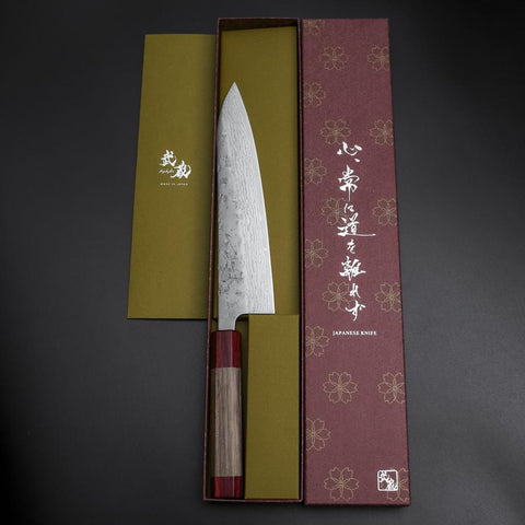 Gyuto Sweden Stainless Steel Nashiji Washi Damascus Walnut Handle 210mm (8.3”)-[Musashi]-[Japanese-Kitchen-Knives]
