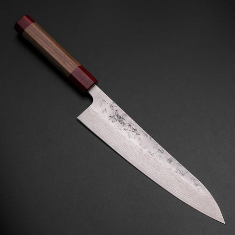 Gyuto Sweden Stainless Steel Nashiji Washi Damascus Walnut Handle 210mm (8.3”)-[Musashi]-[Japanese-Kitchen-Knives]
