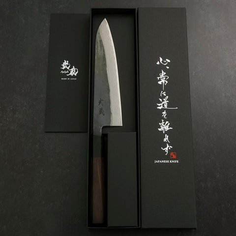 Gyuto V-Toku 2 Kurouchi Damascus Buffalo Ebony Handle 185mm (7.3”)-[Musashi]-[Japanese-Kitchen-Knives]