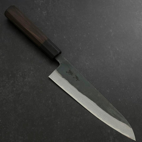 Gyuto V-Toku 2 Kurouchi Damascus Buffalo Ebony Handle 185mm (7.3”)-[Musashi]-[Japanese-Kitchen-Knives]