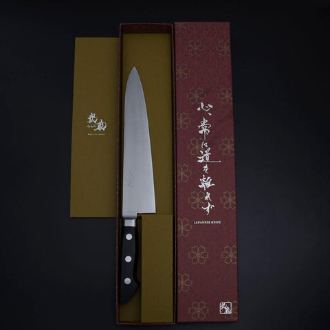 Gyuto VG-1 Polished Western Black Handle 210mm (8.3”)-[Musashi]-[Japanese-Kitchen-Knives]