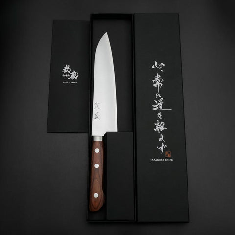 Gyuto VG-1 Polished Western Mahogany Handle 180mm (7”)-[Musashi]-[Japanese-Kitchen-Knives]
