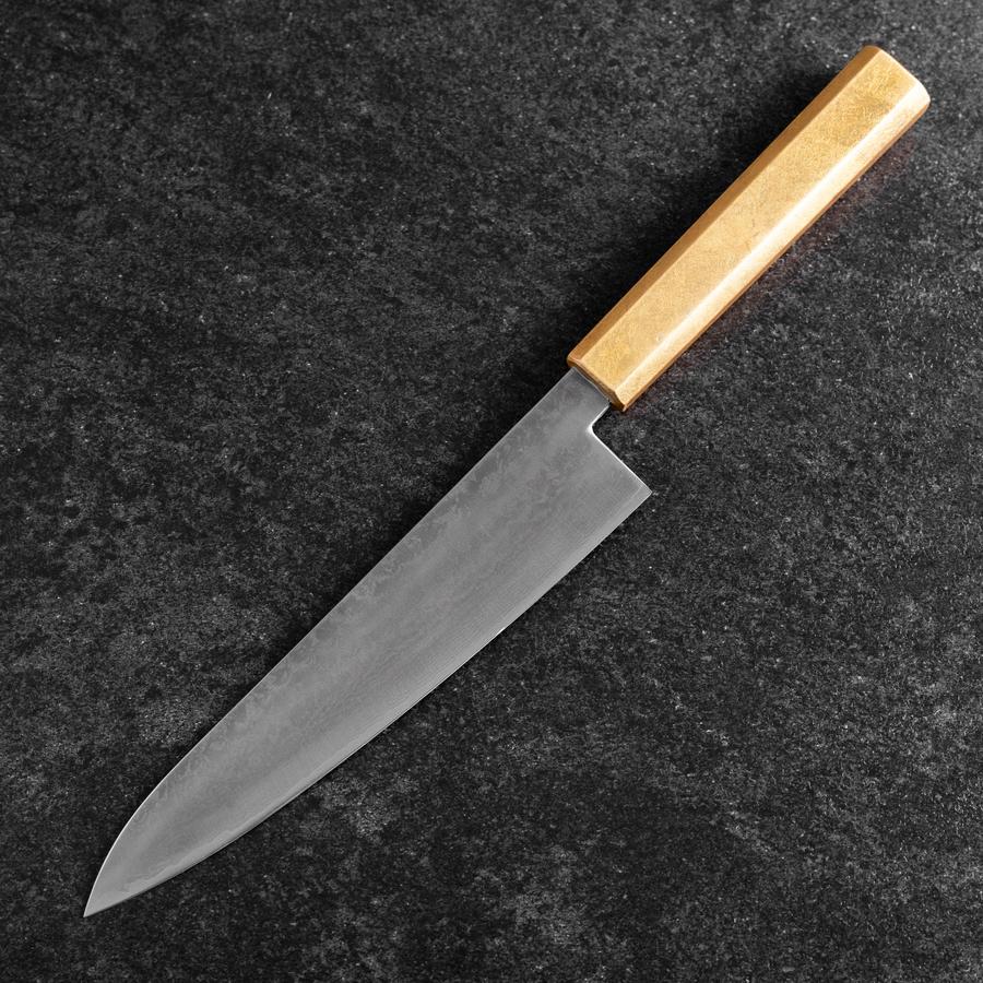 Gyuto VG-10 Damascus Gold Leaf Handle 210mm (8.3”)-[Musashi]-[Japanese-Kitchen-Knives]