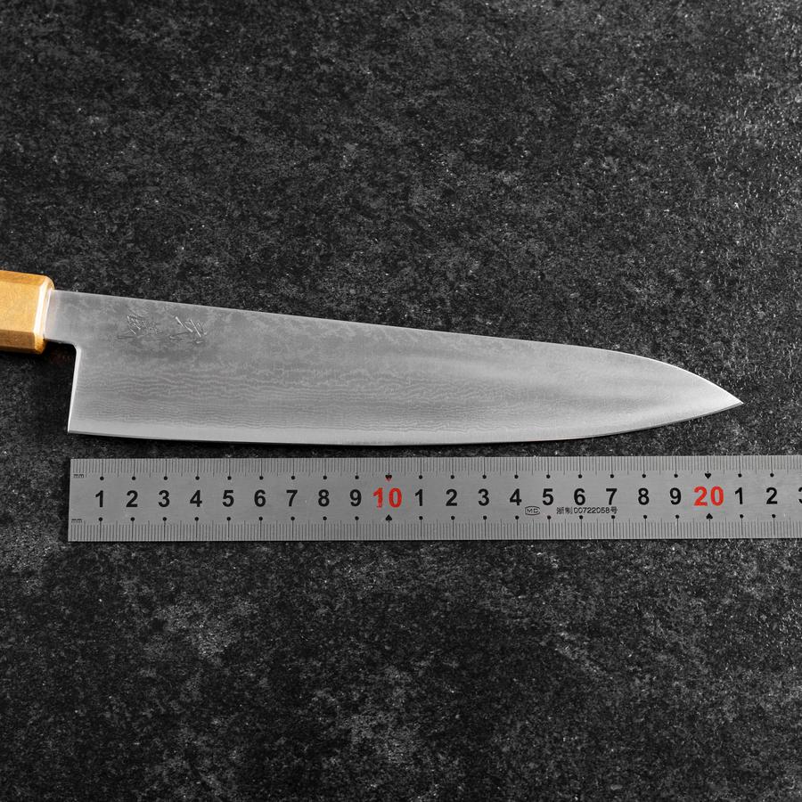 Gyuto VG-10 Damascus Gold Leaf Handle 210mm (8.3”)-[Musashi]-[Japanese-Kitchen-Knives]