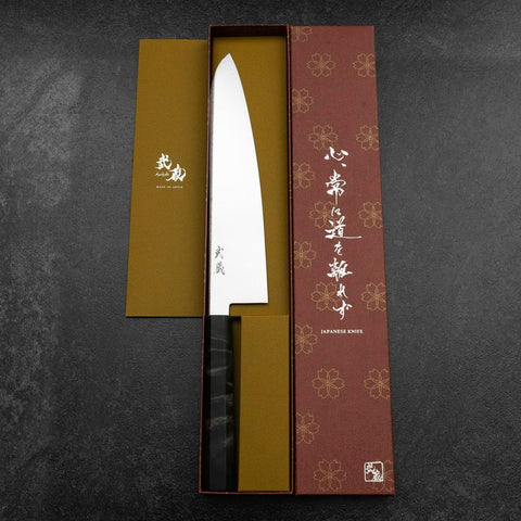 Gyuto VG-10 Damascus Gray Birch Handle 240mm (9.4”)-[Musashi]-[Japanese-Kitchen-Knives]