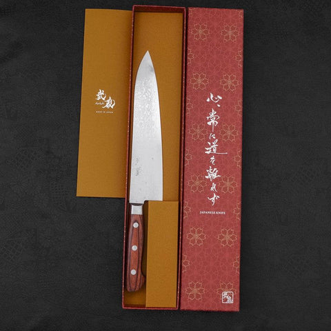 Gyuto VG-10 Damascus Mahogany Handle 210mm (8.3”)-[Musashi]-[Japanese-Kitchen-Knives]