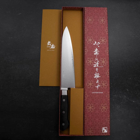 Gyuto VG-10 Damascus Western Black Handle 210mm (8.3”)-[Musashi]-[Japanese-Kitchen-Knives]