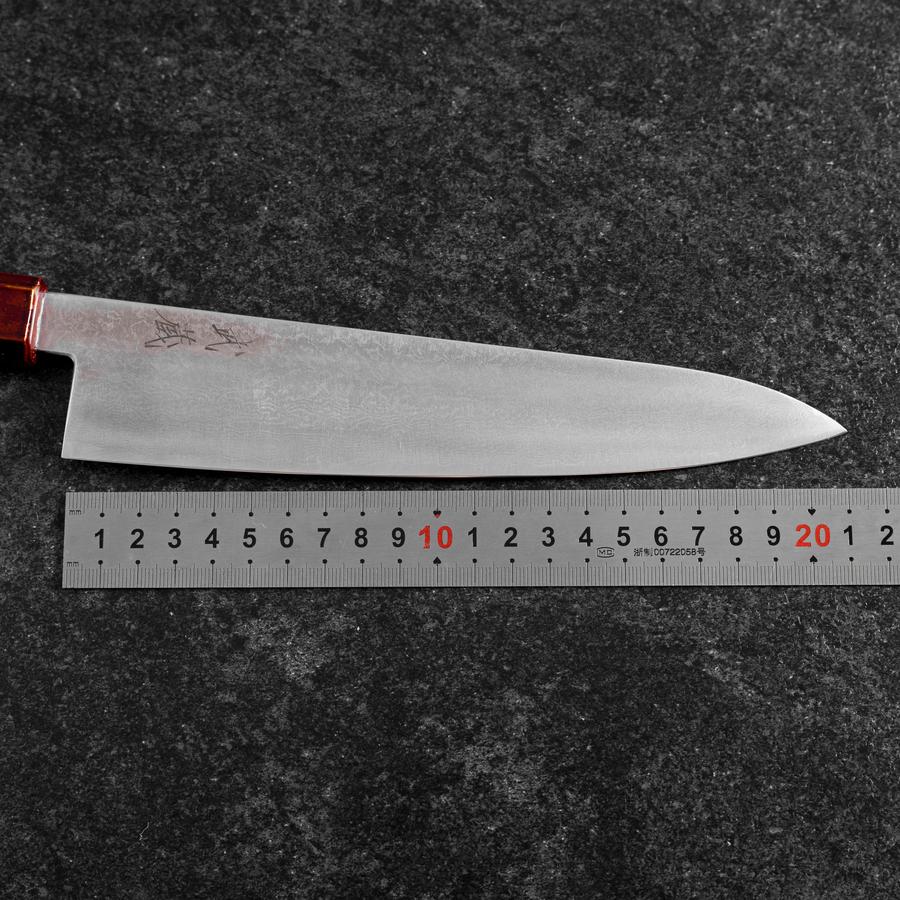 Gyuto VG-10 Damascus Yamanaka Red Urushi Handle 210mm (8.3”)-[Musashi]-[Japanese-Kitchen-Knives]