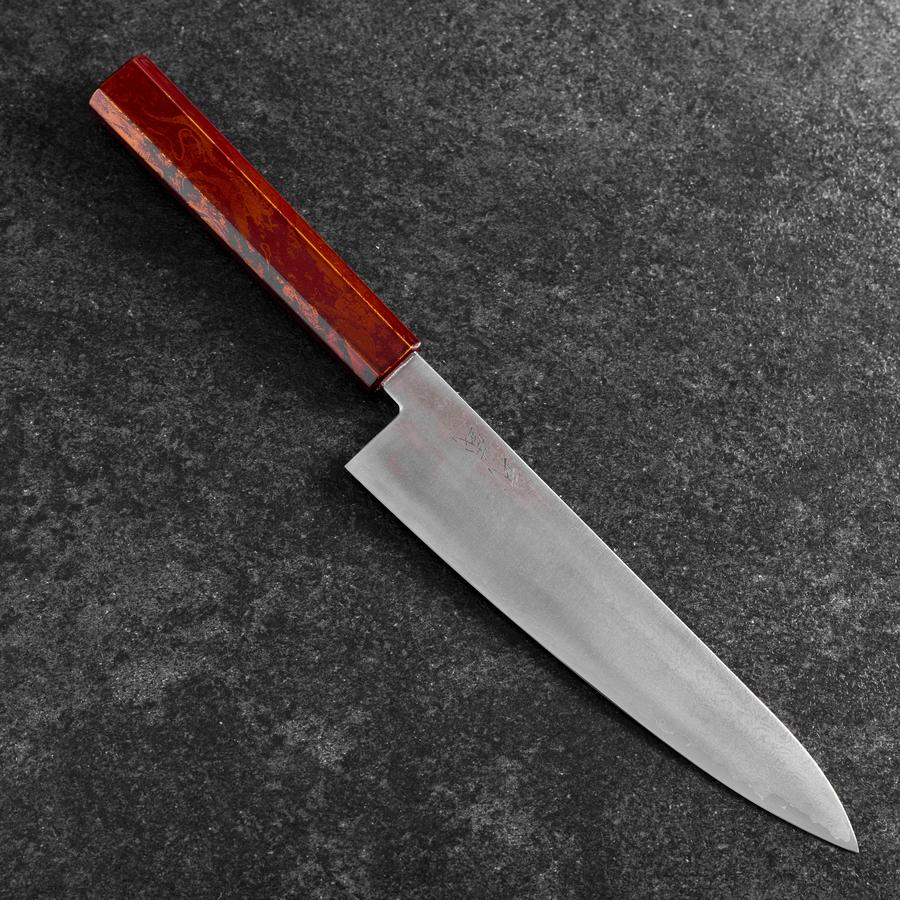 Gyuto VG-10 Damascus Yamanaka Red Urushi Handle 210mm (8.3”)-[Musashi]-[Japanese-Kitchen-Knives]