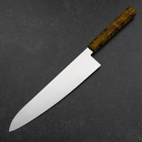 Gyuto VG-10 Damascus Yellow-Brown Birch Handle 240mm (9.4”)-[Musashi]-[Japanese-Kitchen-Knives]