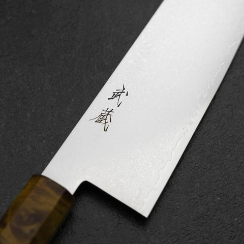 Gyuto VG-10 Damascus Yellow-Brown Birch Handle 240mm (9.4”)-[Musashi]-[Japanese-Kitchen-Knives]
