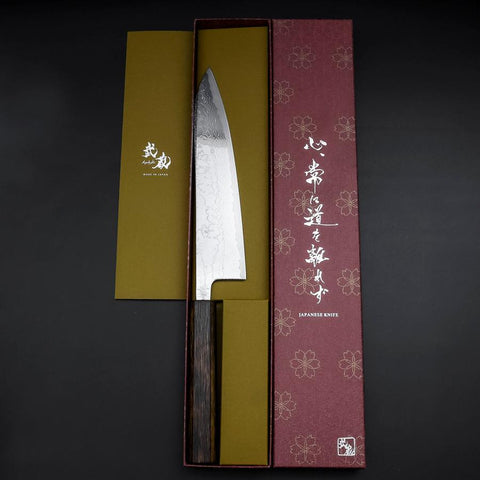 Gyuto VG-10 Nickel Damascus Sumi Urushi Handle 210mm (8.3”)-[Musashi]-[Japanese-Kitchen-Knives]
