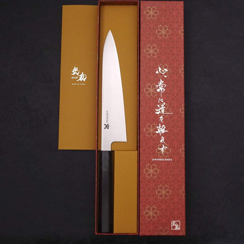 Gyuto VG-10 Polished Double Buffalo Ebony Handle 210mm (8.3”)-[Musashi]-[Japanese-Kitchen-Knives]