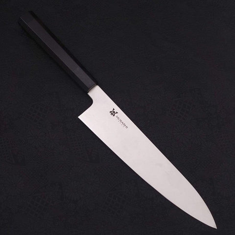 Gyuto VG-10 Polished Double Buffalo Ebony Handle 240mm (9.4”)-[Musashi]-[Japanese-Kitchen-Knives]