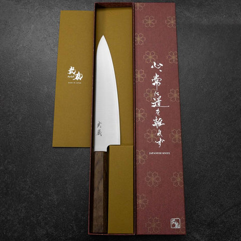 Gyuto VG-10 Polished Ovangkol Handle 210mm (8.3”)-[Musashi]-[Japanese-Kitchen-Knives]