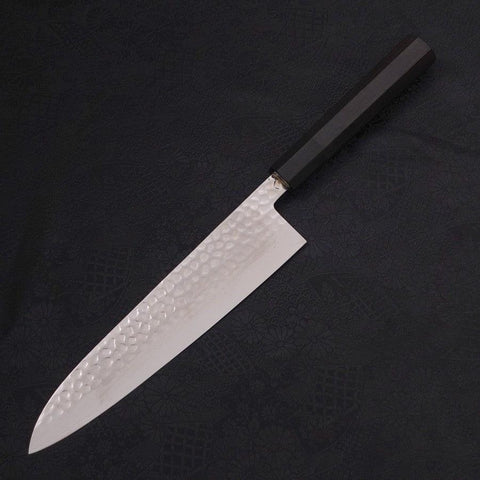 Gyuto VG-10 Tsuchime Damascus Buffalo Ebony Handle 210mm (8.3”)-[Musashi]-[Japanese-Kitchen-Knives]