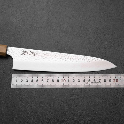 Gyuto VG-10 Tsuchime Damascus Olive Handle 210mm (8.3”)-[Musashi]-[Japanese-Kitchen-Knives]