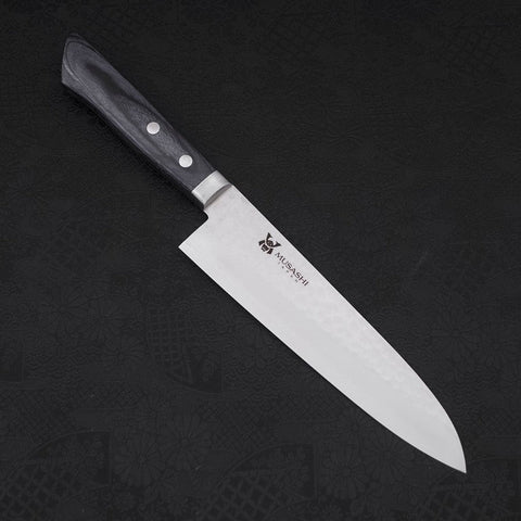 Gyuto VG-10 Tsuchime Damascus Western Dark Blue Handle 180mm (7”)-[Musashi]-[Japanese-Kitchen-Knives]