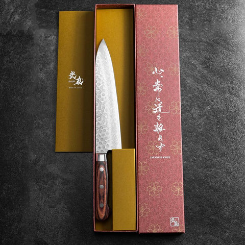 Gyuto VG-10 Tsuchime Damascus Western Handle 210mm (8.3”)-[Musashi]-[Japanese-Kitchen-Knives]