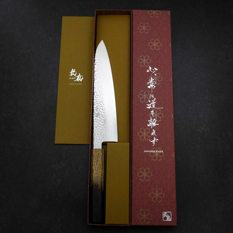 Gyuto VG-10 Tsuchime Damascus Yaki-Urushi Handle 210mm (8.3”)-[Musashi]-[Japanese-Kitchen-Knives]