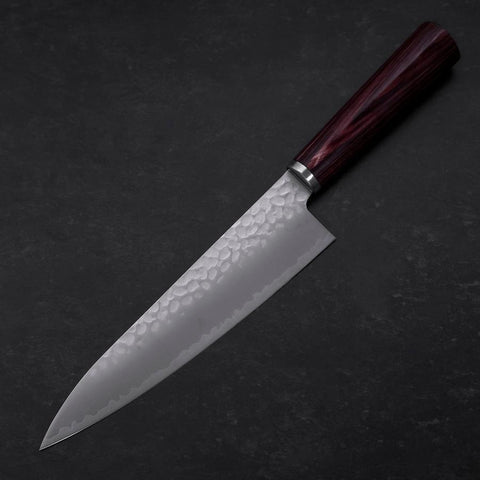 Gyuto VG-10 Tsuchime Oval Red Handle 180mm (7”)-[Musashi]-[Japanese-Kitchen-Knives]